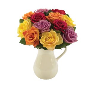 Classic Multi-colored Roses in a Pitcher