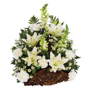 Classic Fireside Sympathy Basket - All White