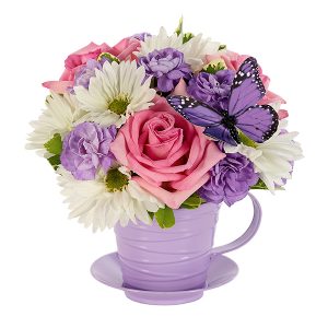 Fresh as Lavender Tea Cup Bouquet